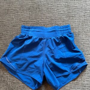 Blue Lululemon hotty hot 4” high rise shorts